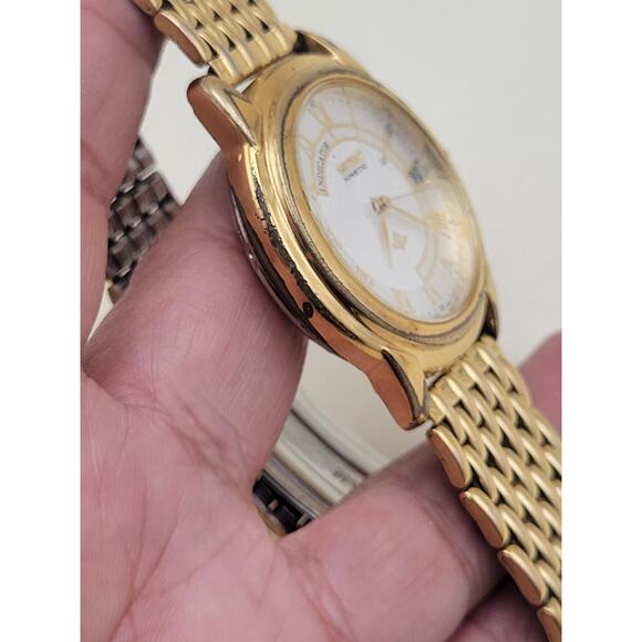 Rare Seiko Kinetic Wristwatch Gold Metal Movement 5M42-0A19 38MM Date main image 6